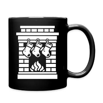 Fireplace Christmas Christmas Sock - Full Colour Mug - black - Right