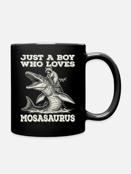 Juste un garçon qui aime le raton laveur Mosasaurus - Mug uni - noir