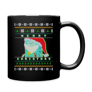 Merry Christmas Pixel Santa "Ugly Xmas Sweater" - Full Colour Mug - black - Right