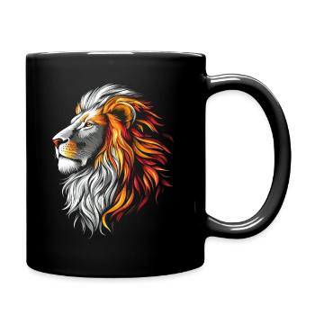 Lion Colorful Lion Head Predator White Gold Art - Full Colour Mug - black - Right