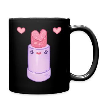 Kawaii  Heart Pink Lipstick  - Full Colour Mug - black - Right