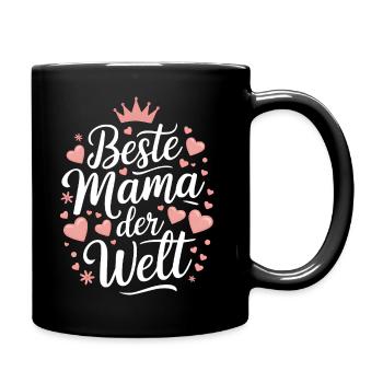 Beste Mama der Welt Herz Krone - Tasse einfarbig - Schwarz - Rechts