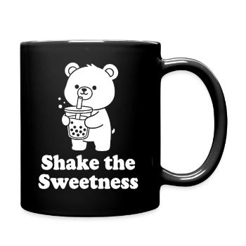 Kuschelbär mit Bubble Tea - Tasse einfarbig - Schwarz - Rechts