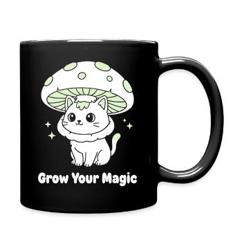 Magic Mushroom Cat - Full Colour Mug - black - Right