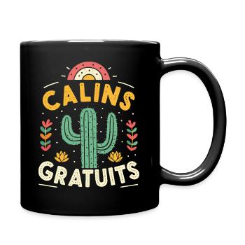 Free Cacti and Hugs - Full Colour Mug - black - Right