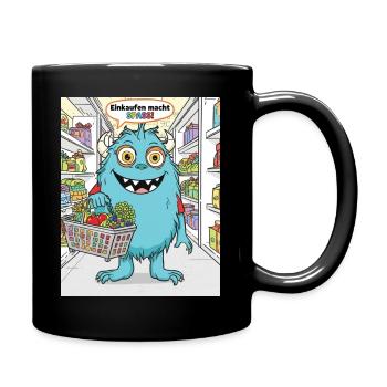Einkaufsmonster Cartoonstil - Tasse einfarbig - Schwarz - Rechts