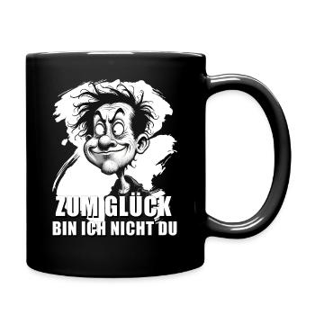 Caricature with "Fortunately..." quote - Full Colour Mug - black - Right