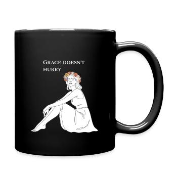 Grace Doesn't Hurry – Line Art Summer Motif - Full Colour Mug - black - Right