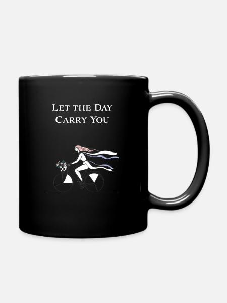 Laissez la journée vous porter – Motif de cyclisme en art lineal - Mug uni - noir