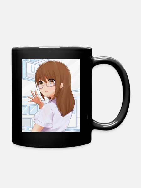 Mädchen mit Brille für Anime-Fans - Tasse einfarbig - Schwarz
