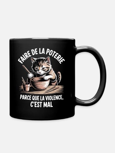 Pottery, because violence is bad - Full Colour Mug - black