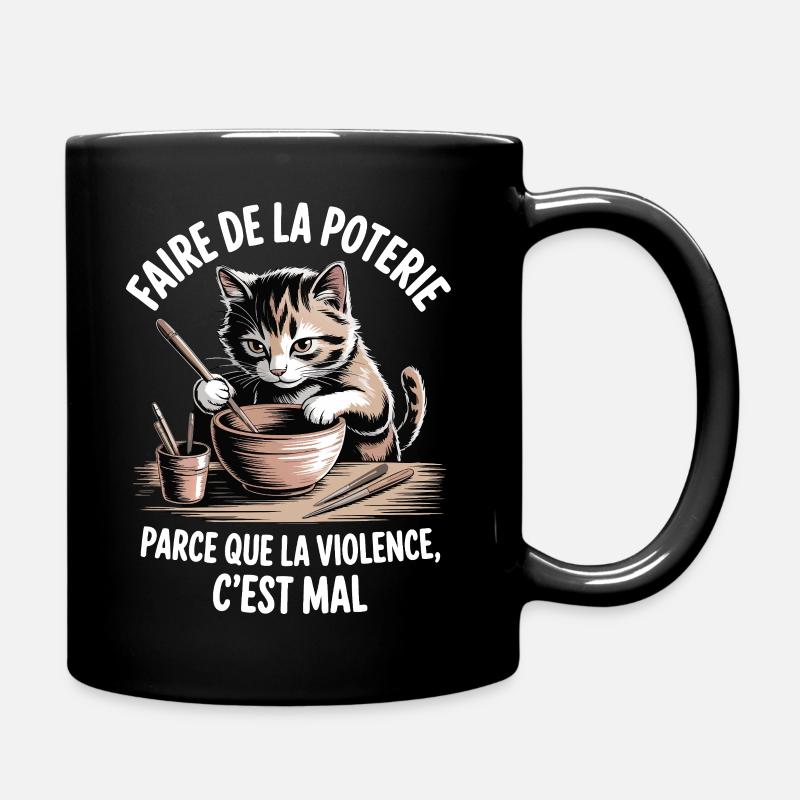 Pottery, because violence is bad - Full Colour Mug - black