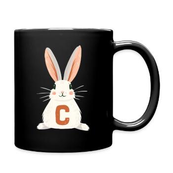 C -Buchstabe - Hase - Personalisierbar - Tasse einfarbig - Schwarz - Rechts