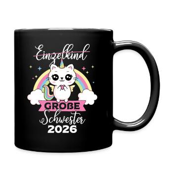 Only Child Big Sister 2026 Pregnancy - Full Colour Mug - black - Right