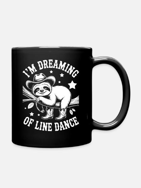 Faultier LineDance Traum - Tasse einfarbig - Schwarz