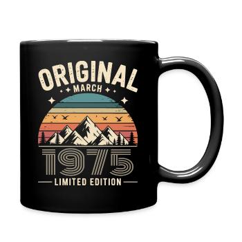 Vintage Born in March 1975 Original 51 years ago - Full Colour Mug - black - Right