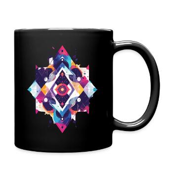 Colorful Geometry Mandala Colorful Shapes Graphic - Full Colour Mug - black - Right