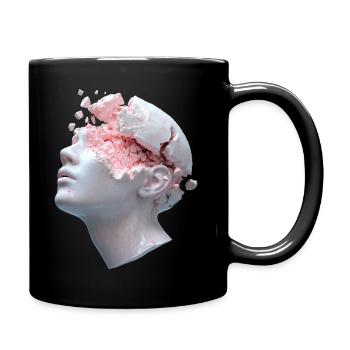 Zerfallender Kopf, innere Gedanken als Trümmer - Tasse einfarbig - Schwarz - Rechts