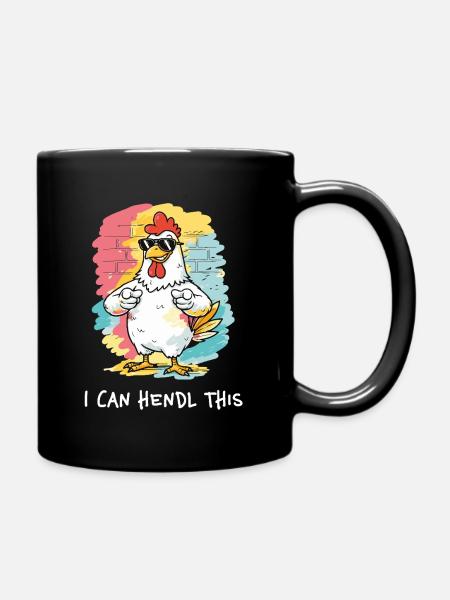 I Can Hendl This – Lustiges Wortspiel Hühner Hahn - Tasse einfarbig - Schwarz
