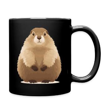 süßes knuffiges Murmeltier - Tasse einfarbig - Schwarz - Rechts