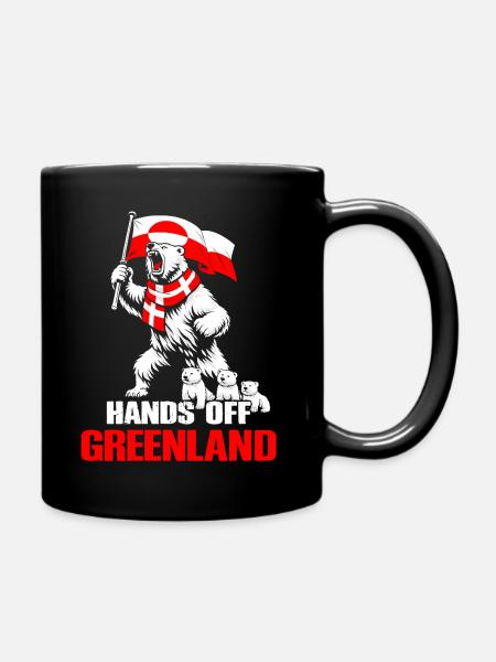 Eisbär und Grönlandflagge - Tasse einfarbig - Schwarz