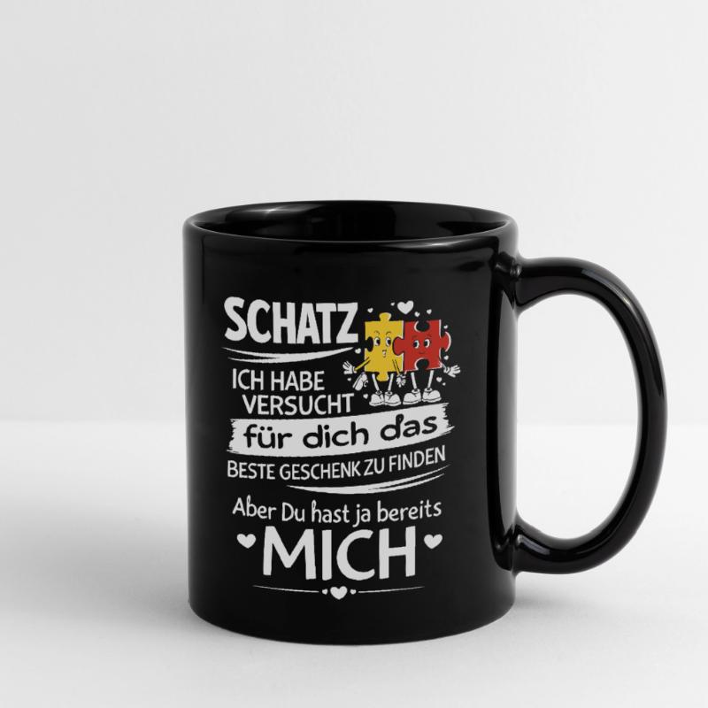 Schatz Geschenk Spruch Puzzleherz Tasse einfarbig