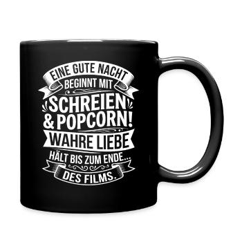 Kino Nacht: Schreien & Popcorn - Tasse einfarbig - Schwarz - Rechts
