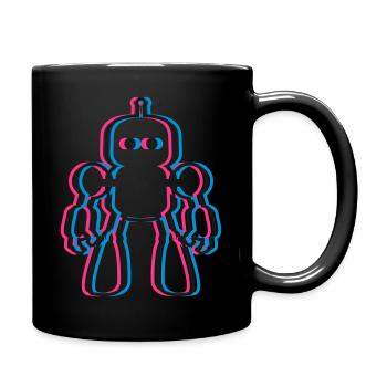 Roboter 3D Effekt KI Sci-Fi  - Tasse einfarbig - Schwarz - Rechts