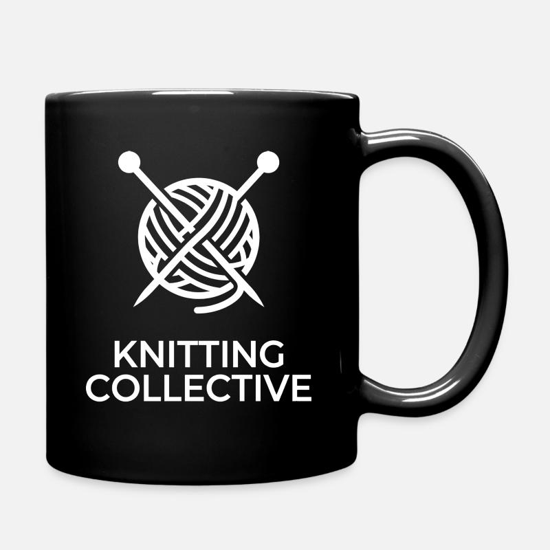 Knitting Collective Ball and Needles White - Full Colour Mug - black
