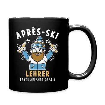 Après-ski instructor – first descent free design - Full Colour Mug - black - Right
