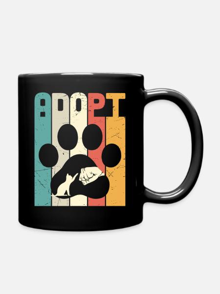 Adopt Cat - Full Colour Mug - black