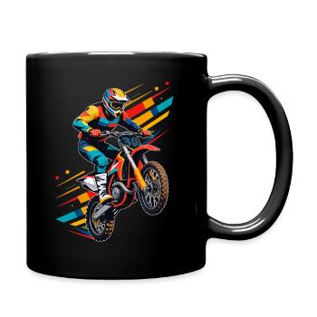Motocross biker motorcycle cross trial enduro freestyle - Full Colour Mug - black - Right