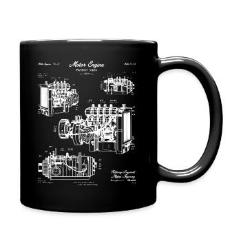 Kunst des Original-Lokomotiven-Bauplans - Tasse einfarbig - Schwarz - Rechts