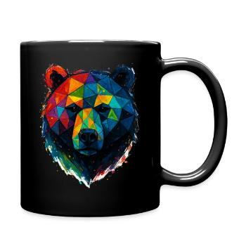 Geometric Bear: Farbenfroher Low Poly-Stil - Tasse einfarbig - Schwarz - Rechts