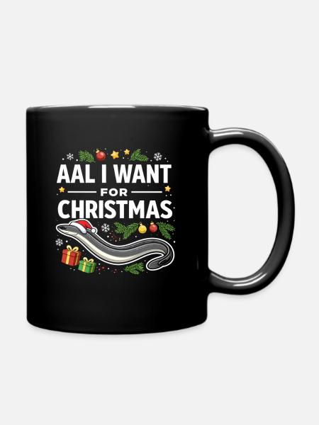 Aal I Want For Christmas – Funny Eel Shirt - Full Colour Mug - black