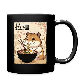 Hamster Ramen Japanischer Vintage Stil - Tasse einfarbig - Schwarz - Rechts