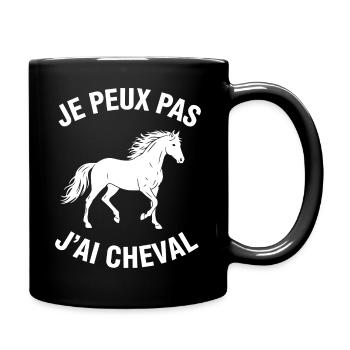 Ich kann nicht, ich habe ein Pferd - Tasse einfarbig - Schwarz - Rechts