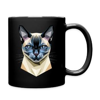 Siamkatze Siam Katze Siamese Cat Siamesen Katzen - Tasse einfarbig - Schwarz - Rechts