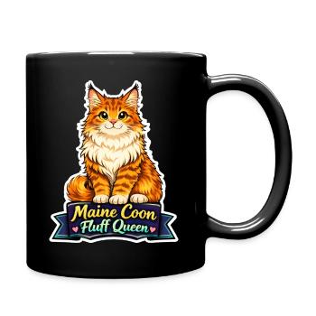 Maine Coon Fluff Queen Cat Design - Full Colour Mug - black - Right