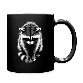 Racoon Schattenzeichnung Waschbär - Tasse einfarbig - Schwarz - Rechts