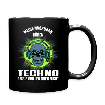 Mes voisins écoutent de la techno - Mug uni - noir - Droite