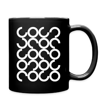 Ineinandergreifende Kreiskettenmuster - Tasse einfarbig - Schwarz - Rechts