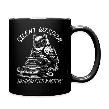 Silent Wisdom Pottery Owl - Full Colour Mug - black - Right