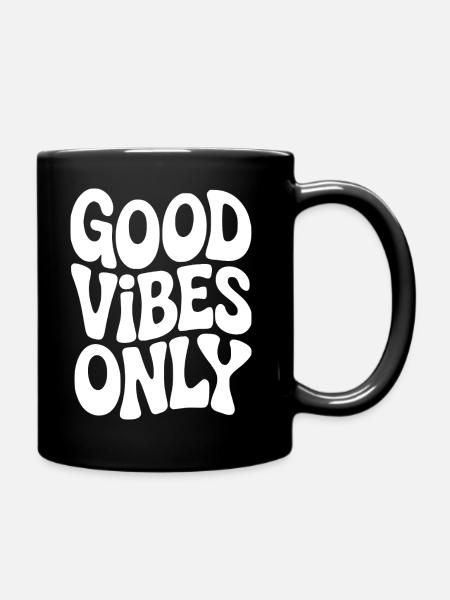 Vibing Typografie in Weiß - Tasse einfarbig - Schwarz