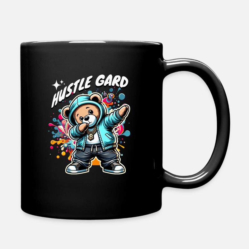Urban Bear Hustle Graffiti Hoodie - Full Colour Mug - black
