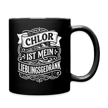 Chlor ist mein Lieblingsgetränk Schwimmen Humor - Tasse einfarbig - Schwarz - Rechts
