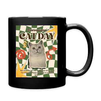 International Cat Day Retro Print - Full Colour Mug - black - Right