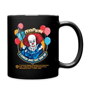 ES – Pennywise Mit Spruch Und Ballons - Tasse einfarbig - Schwarz - Rechts