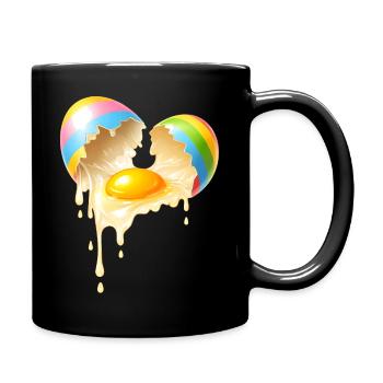 Broken Easter egg with flowing egg yolk - Full Colour Mug - black - Right