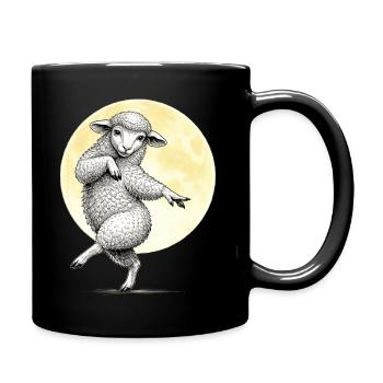 Mondtanzendes Schaf Illustration - Tasse einfarbig - Schwarz - Rechts